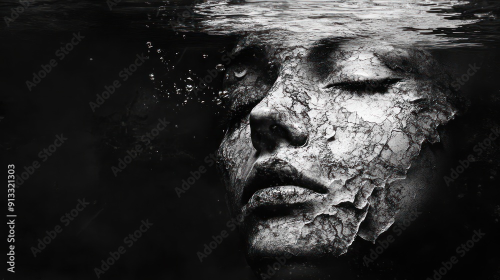 Submerged Face with Cracked Skin Submerged Face with Cracked Skin