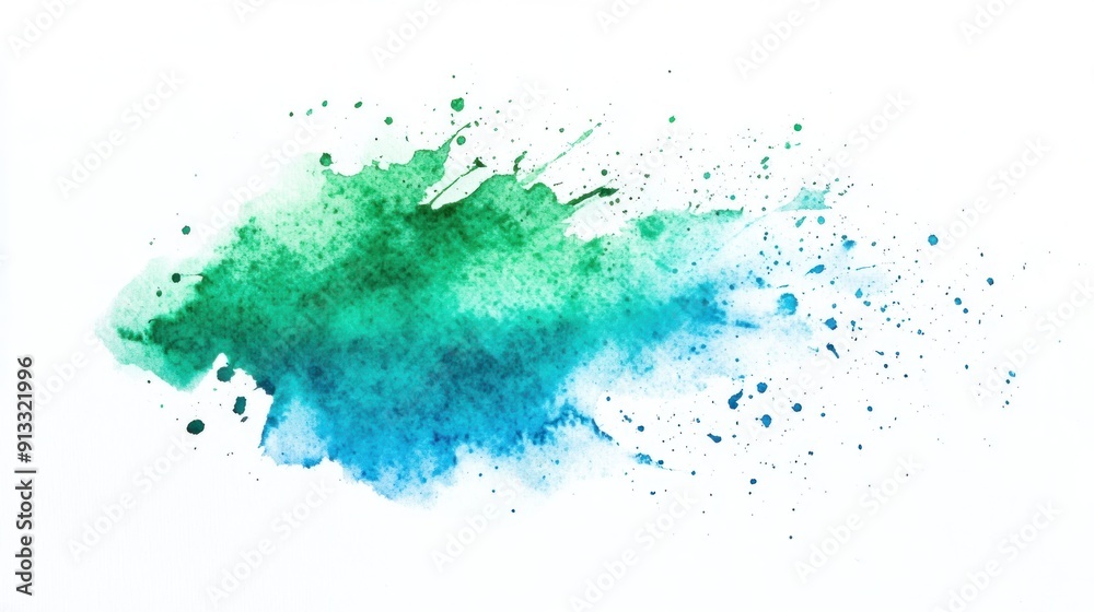 Abstract Watercolor Splash in Green and Blue Hues Abstract Watercolor Splash in Green and Blue Hues
