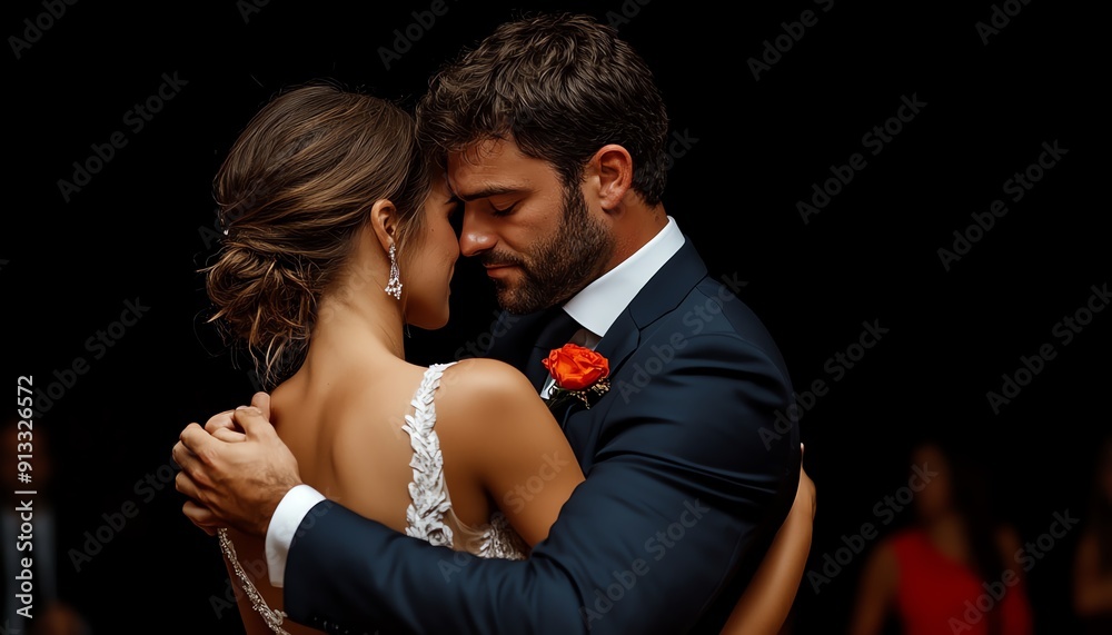 A couple dancing closely at a wedding, expressing joy and emotional closeness, Wedding Dance A couple dancing closely at a wedding, expressing joy and emotional closeness, Wedding Dance