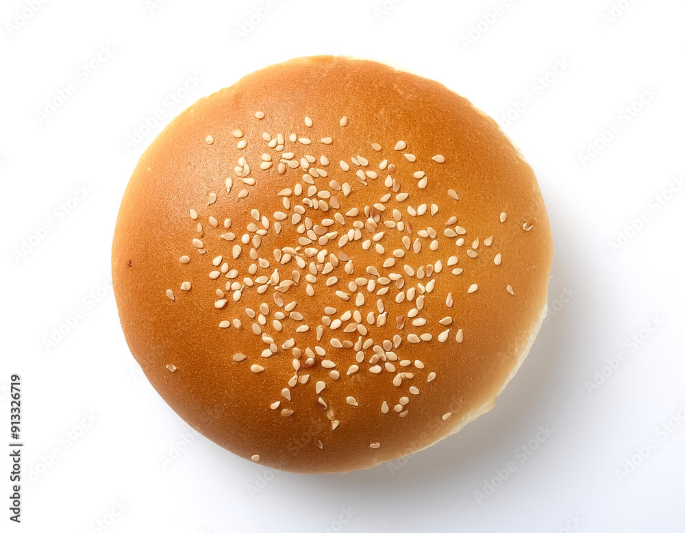 Top view shot of a hamburger bread bun isolated on white background Top view shot of a hamburger bread bun isolated on white background
