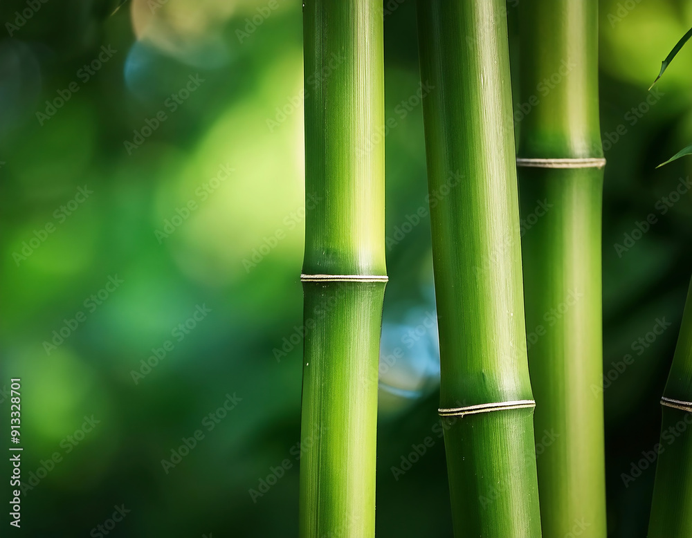 Close-up of vibrant green bamboo stalks with natural foliage background. Close-up of vibrant green bamboo stalks with natural foliage background.