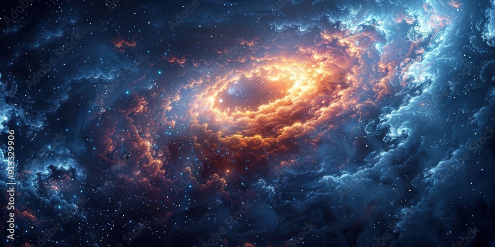 Cosmic Nebula with Glowing Orange and Blue Clouds Cosmic Nebula with Glowing Orange and Blue Clouds