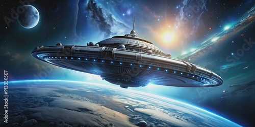 Wallpaper Mural An of a futuristic alien spacecraft in outer space, alien, spaceship, sci-fi, extraterrestrial Torontodigital.ca