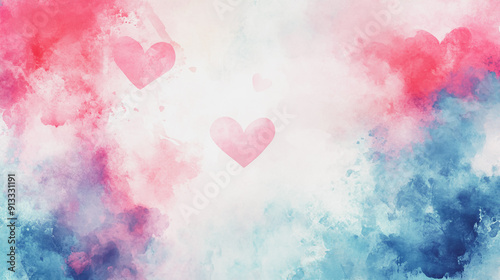 various watercolor painting of Abstract white background with pastel colorful abstract background overlap layer on dark space with rose, balloon and heart decoration. Modern 