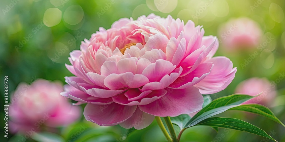 Delicately pink peony in full bloom up close, peony, pink, flower, close up, beauty, nature, bloom, petal, plant, garden
