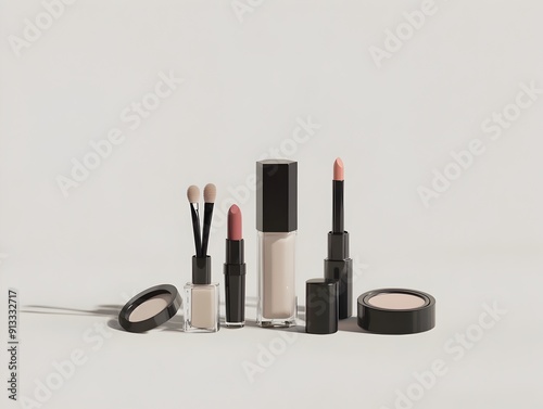 Elegant Cosmetic Arrangement with Minimalist Beauty Products