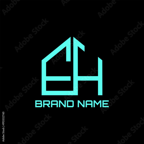EH letter house logo icon