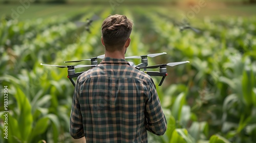 man flying drone for agriculture activity