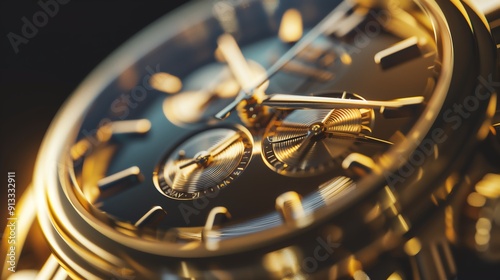 Wallpaper Mural Golden Timepiece: A close-up of a luxurious gold watch with intricate details Torontodigital.ca