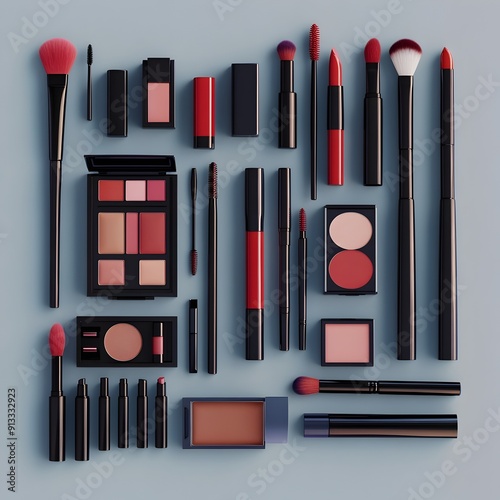 Precisely Arranged Cosmetic Collection in Modern Aesthetic