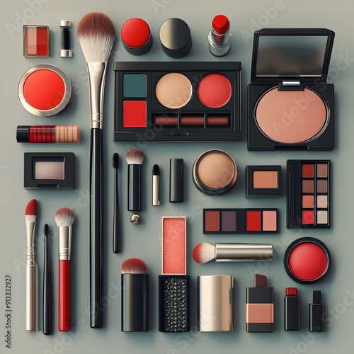 Precisely Placed Modern Cosmetic Collection with Makeup Essentials