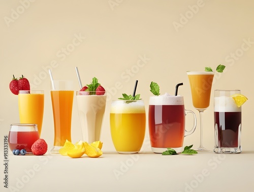 Refreshing Beverage Arrangement in Clean and Modern Style