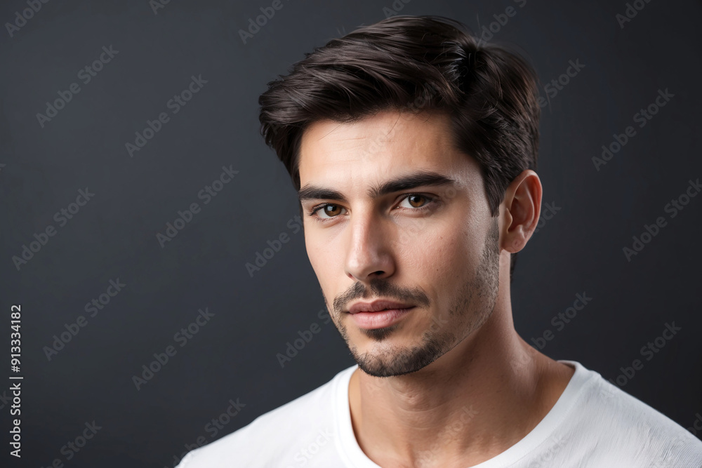 Close-up portrait of a handsome Italian male model with healthy and clean skin Close-up portrait of a handsome Italian male model with healthy and clean skin