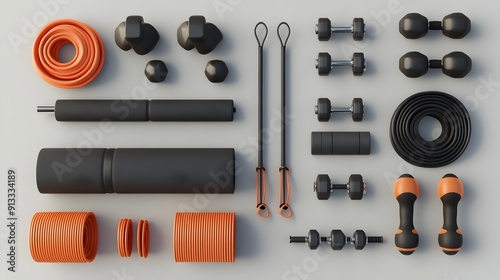 Neatly Arranged Fitness Equipment for a Healthy Lifestyle