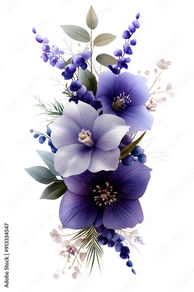 Obraz premium Blooms in Purple Hues, transparent background, white background