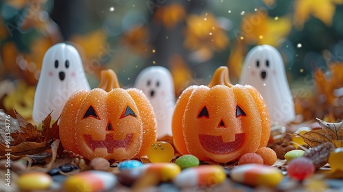 Halloween Pumpkins and Ghosts photo