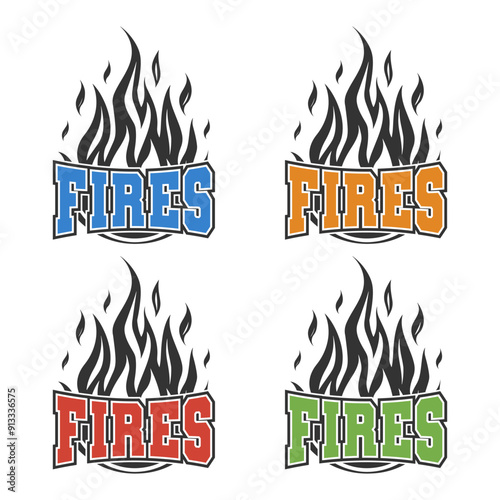 Fires Illustration Clip Art Design Shape. Mascot Silhouette Icon Vector.