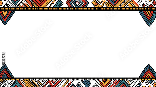 Vibrant Tribal Border, transparent background, white background