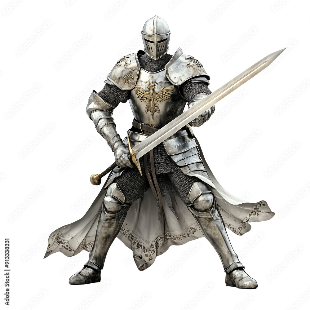 Knight's Resolute Stance, transparent background, white background Knight's Resolute Stance, transparent background, white background