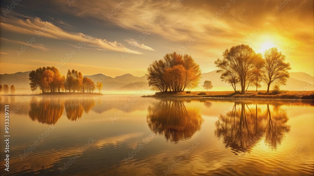 Serenity concept A peaceful golden landscape reflecting tranquility and calmness, golden, serene, tranquility, calm Serenity concept A peaceful golden landscape reflecting tranquility and calmness, golden, serene, tranquility, calm
