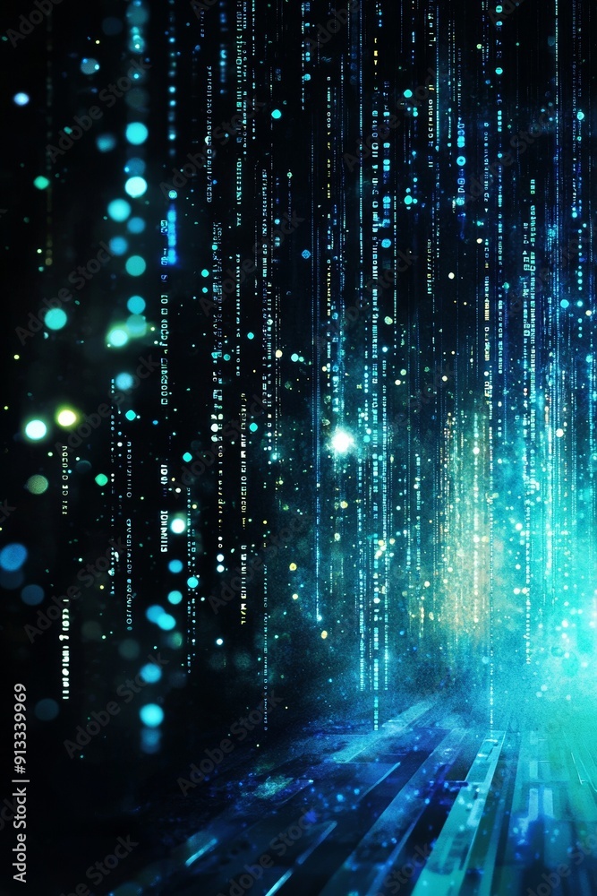 Abstract technology background with glowing code in distorted lines with blur and focus. Abstract technology background with glowing code in distorted lines with blur and focus.