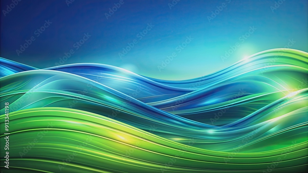 Fototapeta premium Abstract background with flowing waves of green and blue perfect for presentations, abstract, background, flowing, waves