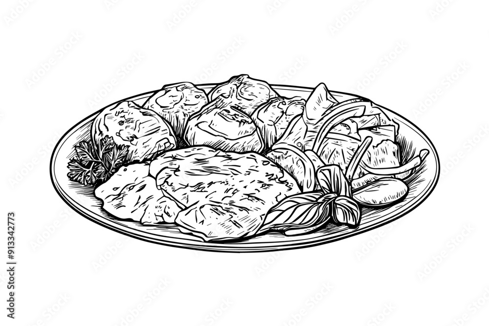 vector sketch of a dinner plate