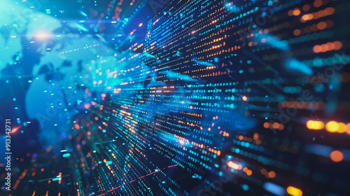 Wallpaper Mural Data center on cloud cyber security	and Blue Binary Data Software Programming Code Background. Random Parts of Program Code. Digital Data Technology Concept Torontodigital.ca