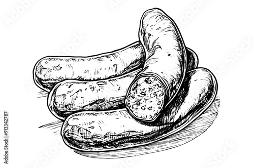 vector sketch of grilled blood sausage