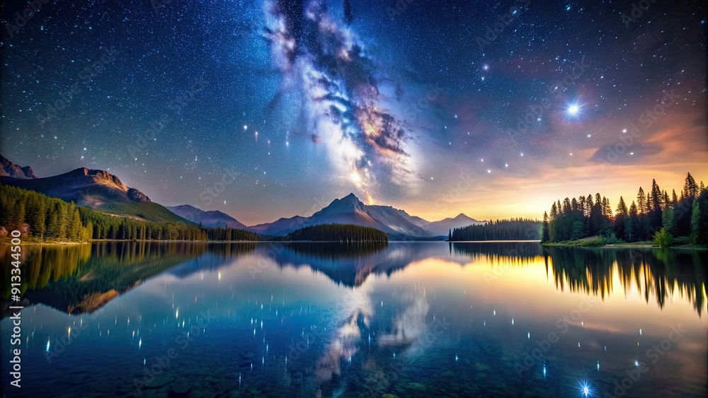 A serene starry night over a tranquil mountain lake, starry night, mountain lake, stars, reflection, peaceful, calm, serene A serene starry night over a tranquil mountain lake, starry night, mountain lake, stars, reflection, peaceful, calm, serene