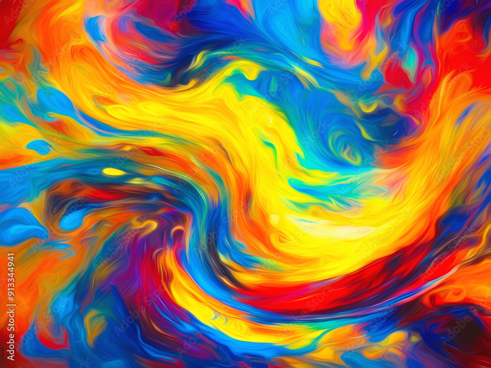 Splashes of multi-colored paint lines in yellow Splashes of multi-colored paint lines in yellow