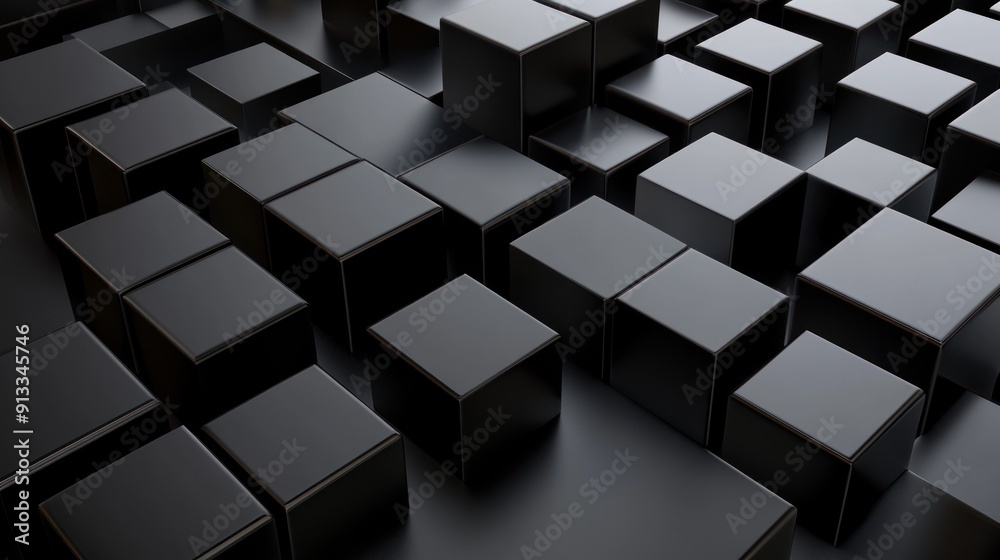 Obraz premium Abstract Black Cubes 3D Render