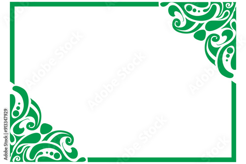 Green Ornamental Frame Border Design with a Liquid Theme for background design decoration
