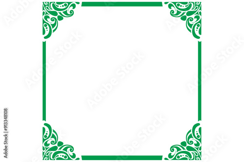 Green Ornamental Frame Border Design with a Liquid Theme for background design decoration
