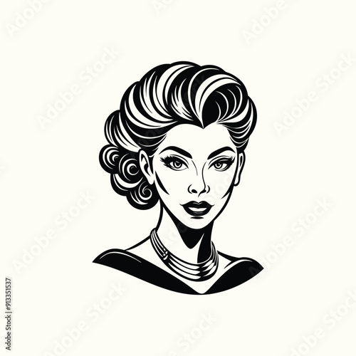 Woman's head silhouette with flowing hair, a beautiful and fashionable illustration design