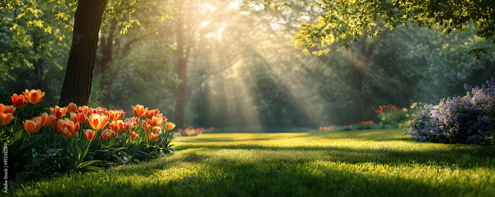 A tranquil garden scene illuminated by soft sunlight, featuring vibrant flowers and lush greenery, perfect for relaxation and inspiration. A tranquil garden scene illuminated by soft sunlight, featuring vibrant flowers and lush greenery, perfect for relaxation and inspiration.