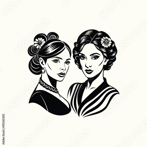 A beautiful vector illustration of a smiling bride and groom kissing, showcasing their love and fashion