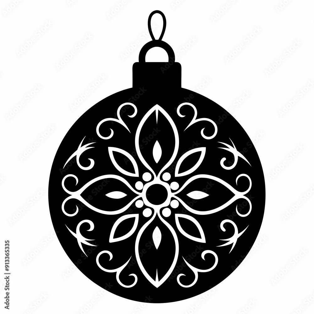 christmas tree ball isolated on white, Christmas ball vector illustration, ball vector art, ball silhouette, christmas tree ball vector icon, eps