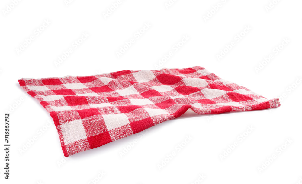 Red checkered picnic tablecloth isolated on white Red checkered picnic tablecloth isolated on white