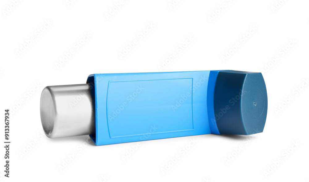 One inhaler isolated on white. Asthma treatment One inhaler isolated on white. Asthma treatment