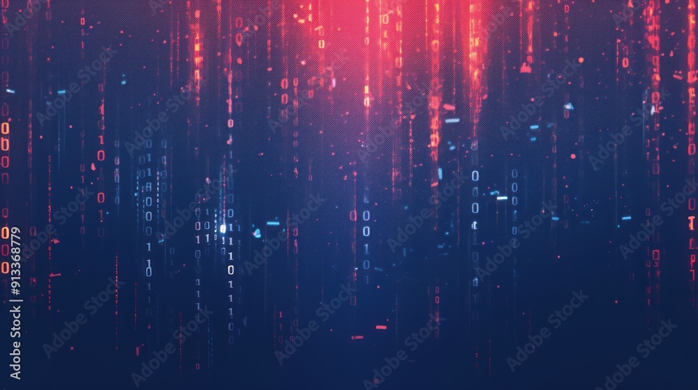 A digital background featuring blue binary code and data streams, creating a technology-inspired flowing flow for the visual. The dark color scheme adds depth to the overall composition A digital background featuring blue binary code and data streams, creating a technology-inspired flowing flow for the visual. The dark color scheme adds depth to the overall composition