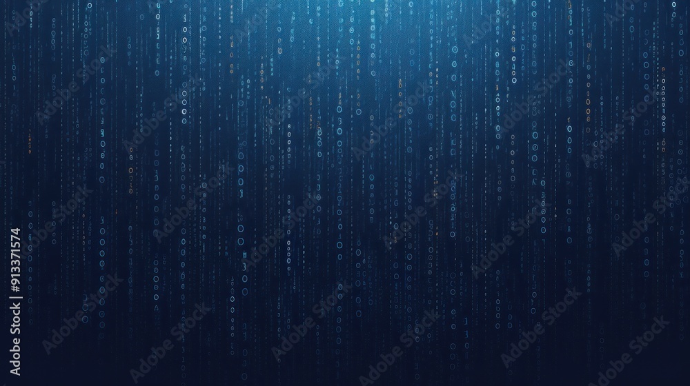 A digital background featuring blue binary code and data streams, creating a technology-inspired flowing flow for the visual. The dark color scheme adds depth to the overall composition A digital background featuring blue binary code and data streams, creating a technology-inspired flowing flow for the visual. The dark color scheme adds depth to the overall composition