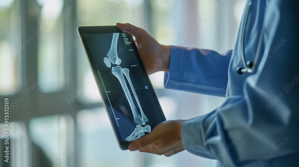 Doctor holding a digital tablet with x-ray of brain Doctor holding a digital tablet with x-ray of brain