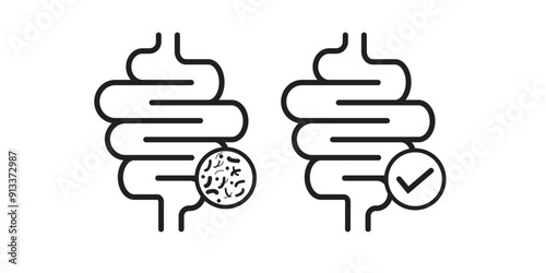 Intestine icon. Bowel symbol. Human anatomy, guts or intestinal tract vector illustration. Digestion sign. Abdominal gastric belly icon isolated.
