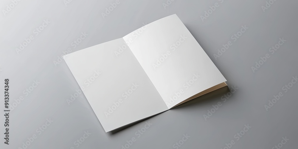 Open bifold leaflet mockup on grey background, brochure, catalogue, rendering, design, template, advertising