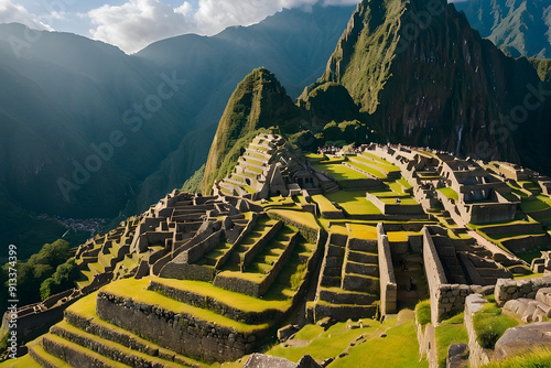 Ancient Inca Citadel: Machu Picchu's Mystic Grandeur.  photo