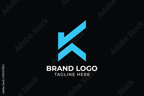 Vector logo abstract image of the house with the letter K. Home apartment building logotype. Vector illustration.