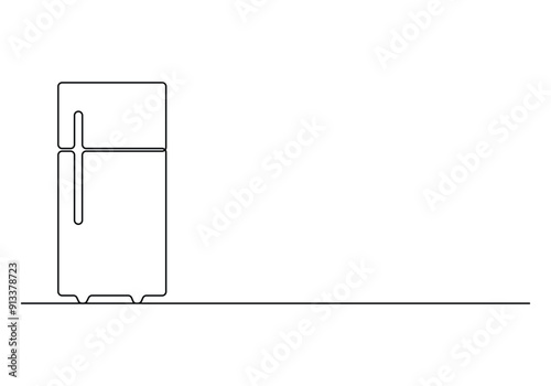 Refrigerator continuous one line drawing vector illustration. Pro vector