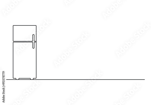 Refrigerator continuous one line drawing vector illustration. Pro vector