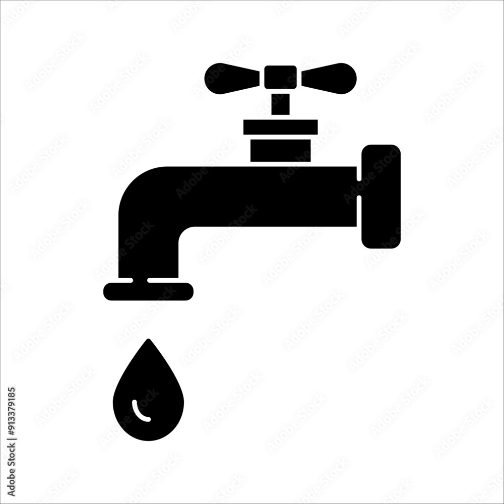 Water tap icon, Black illustration isolated on white background for graphic and web design. Water tap icon, Black illustration isolated on white background for graphic and web design.